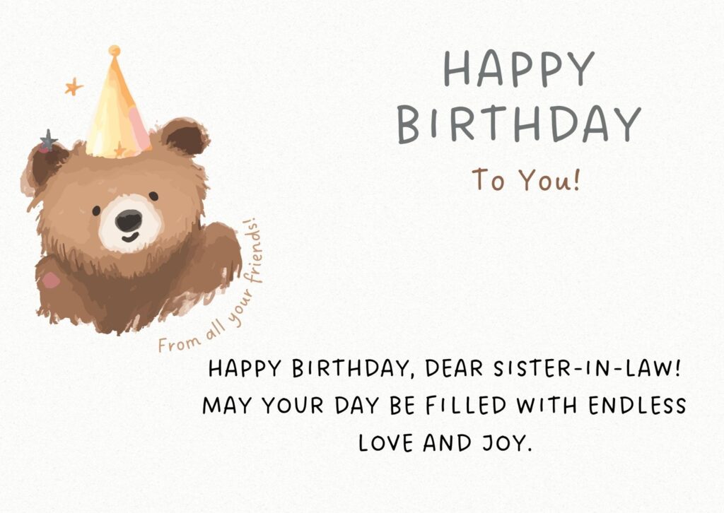 birthday wishes for sister in law in english